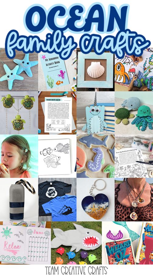 collage with lots of ocean related crafts for kids and adults
