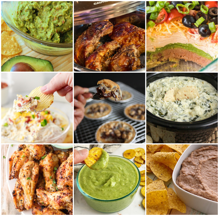 chips dip sausages party food and desserts